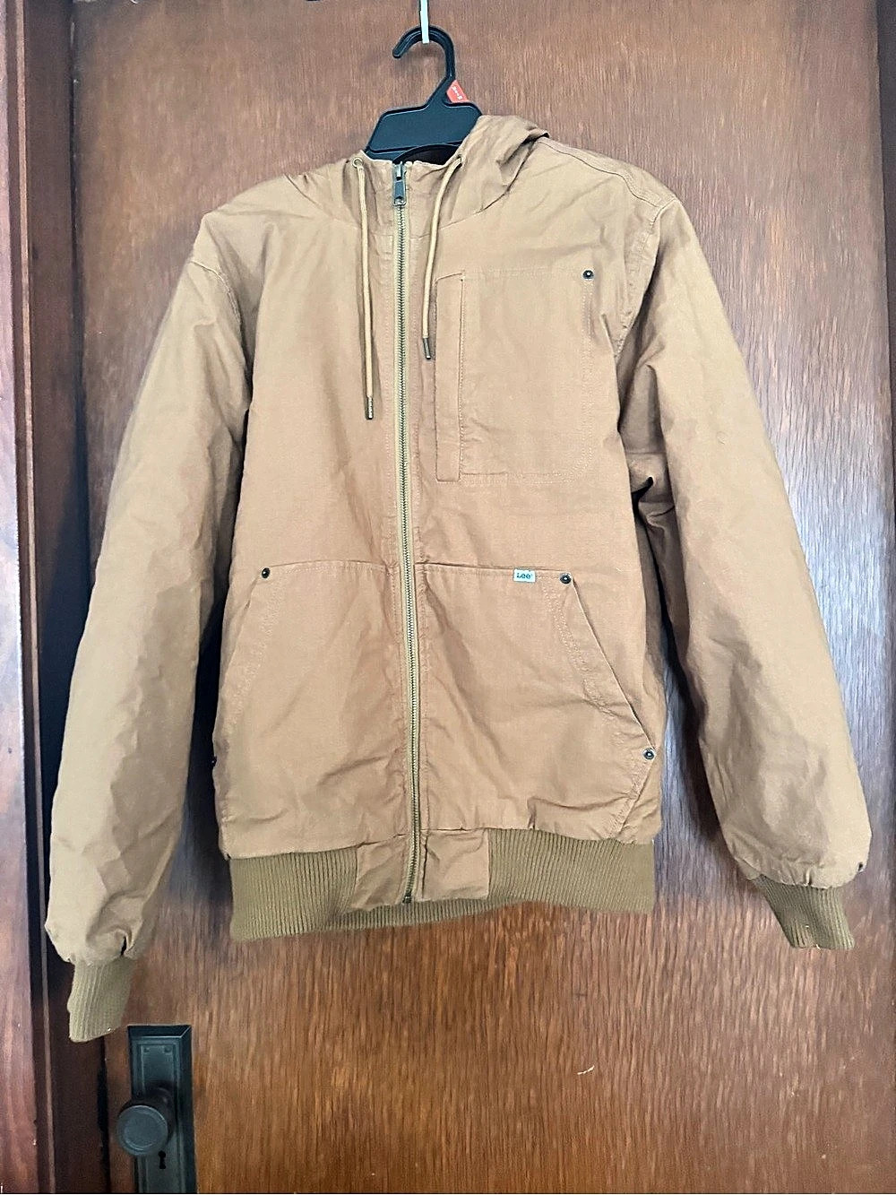 Lee Workwear Sherpa-Lined Hooded Jacket in Brown Size Small